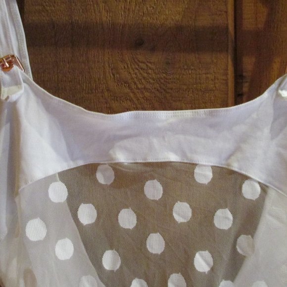 🍋NEW FOR LOVE & LEMONS SKIVVIES CLEMENTINE POLKA DOT WHITE MESH BODYSUIT SIZE L - Picture 4 of 9